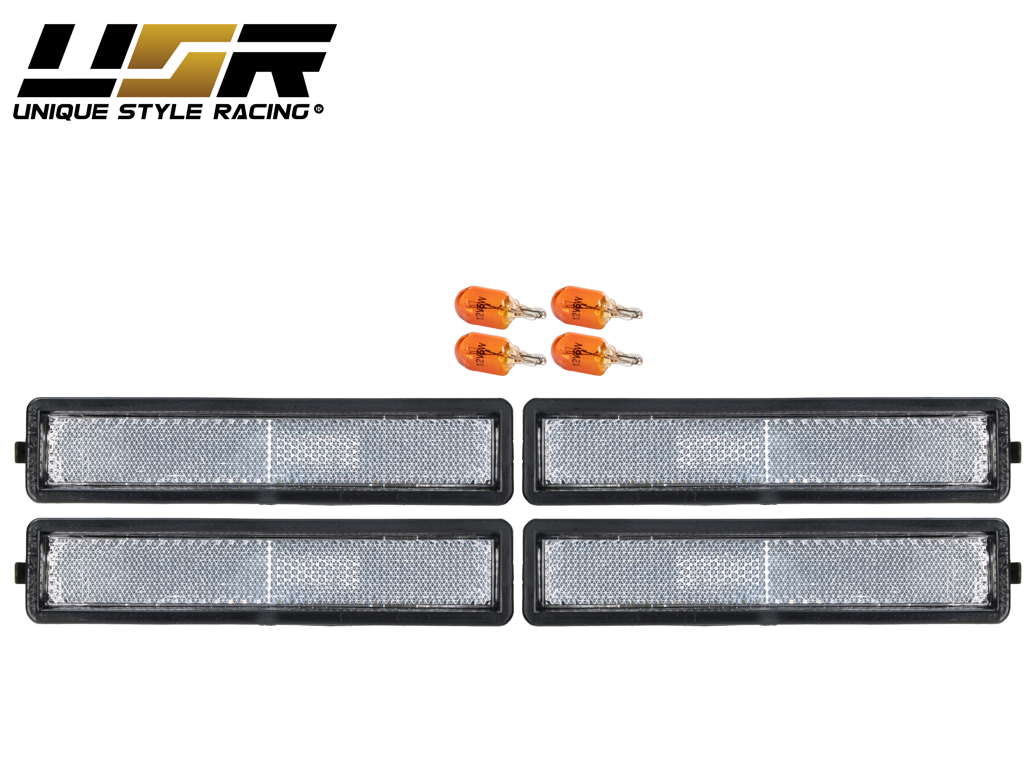 4 PIECES Front+Rear Clear Bumper Side Marker Lights For 1984-91