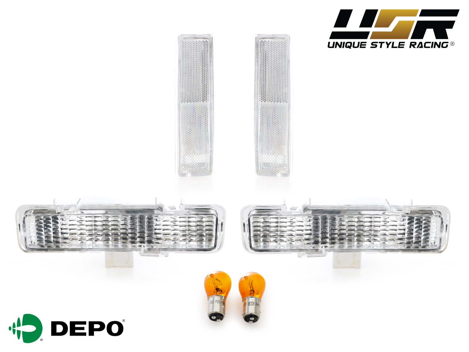 JDMTECH Amber Front Corner & Turn Signal Light Set For 82-94 Chevy Blazer / 82-93 S10